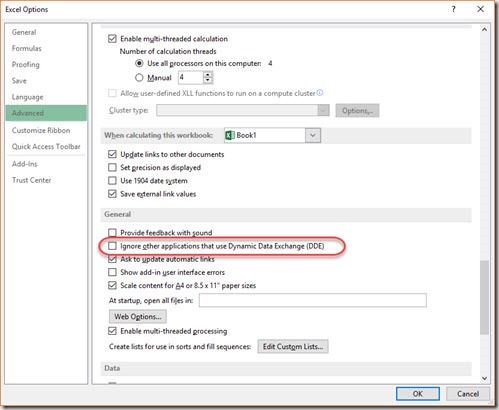 Ignore other applications that use Dynamic Data Exchange (DDE)