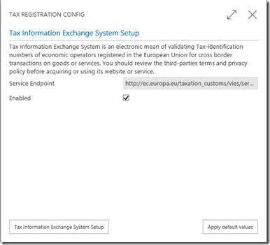 VAT Tax Registration Configuration Dynamics 365 Financials