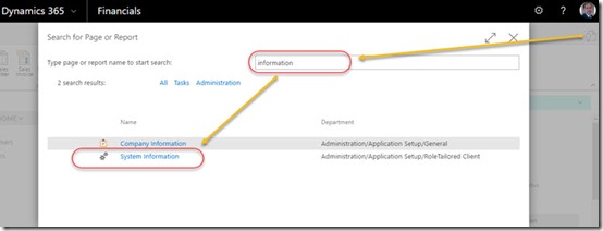 Search for Dynamics 365 Financials about window