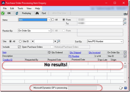 Purchase Order Processing Item Enquiry