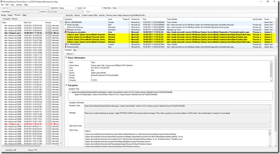 Debugging Dynamics GP drill down with Service Trace Viewer Tool