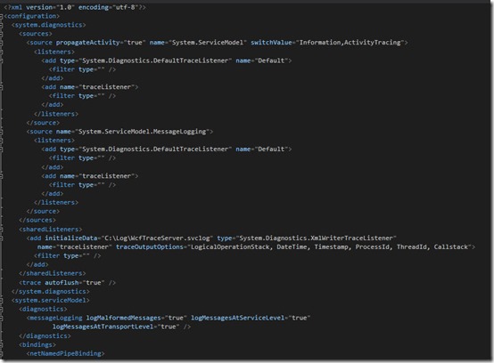 WCF debug nodes added to configuration for Dynamics GP Drill Down debug