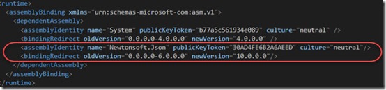 Binding Redirect to correct the issue from version 6 to 10