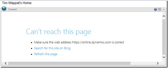Dynamics GP - Can't reach this page