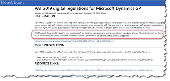 VAT 2019 digital regulations for Microsoft Dynamics GP