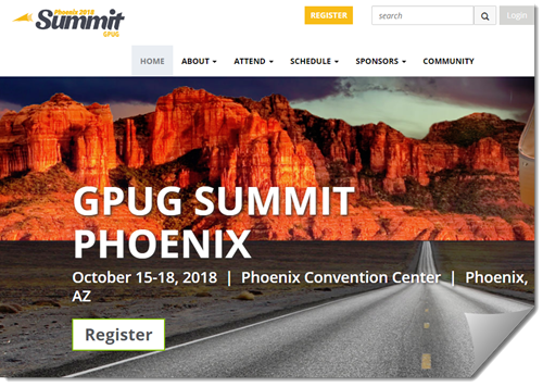 GPUG Summit Site Phoenix, October 15-18, 2018