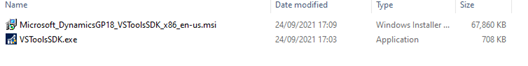Dynamics GP Visual Studio Tools installer location 2021