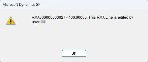 Dynamics GP This RMA Line Is Edited By