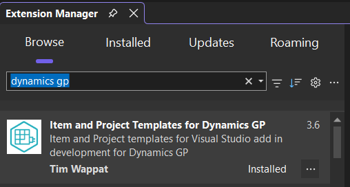 Add In For Dynamics GP, works with Visual Studio 2026
