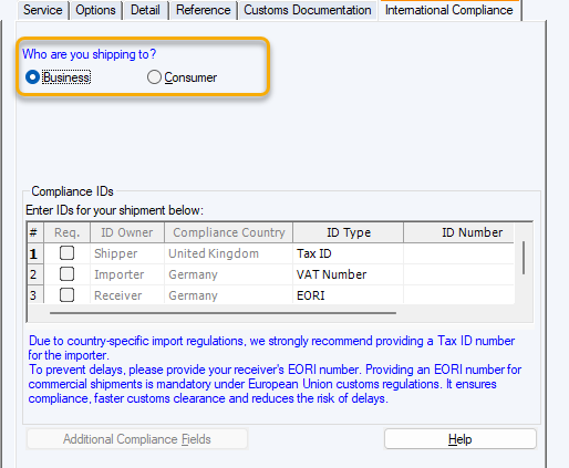 B2B or B2C UPS WorldShip