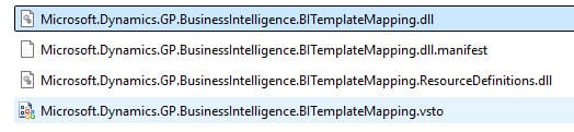 Dynamics GP AddIn Files shown in folder