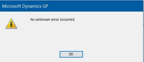 An Unknown Error Ocurred - Dynamics GP Email
