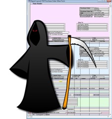 Grim Reaper in front of Report Writer