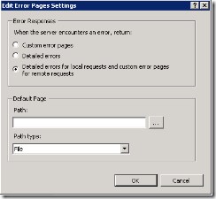 IIS7 Custom Errors Settings