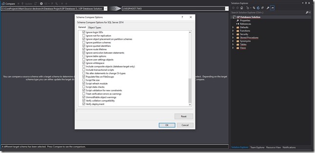 SQL Data Tools Schema Compare