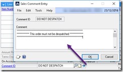 SOP Entry Comment ID Window showing manual text entry