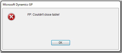 FP: Couldn't close table!