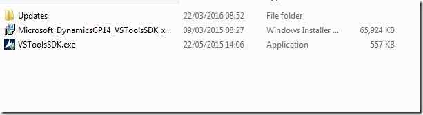 Installer for Visual Studio Tools folder for GP 2015R2