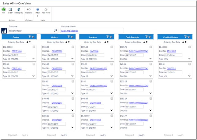 Dynamics GP 2016 Sales All-in-One Document View