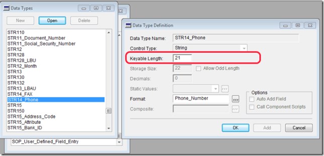 Showing keyable length setting set to 21