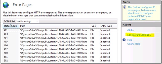IIS7 Error Pages Configuration