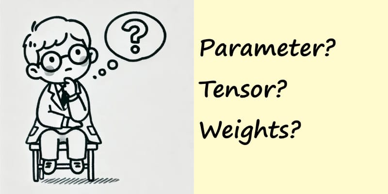 Is weight, parameter and tensor interchangeable when talking about LLM model sizes?